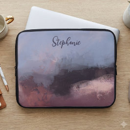 Capa Para Notebook Arte Abstrata em Aquarela Mal-humorada Rosa e Azul