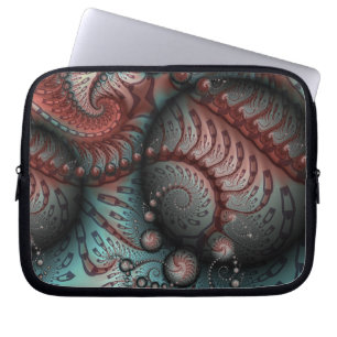 Capa Para Notebook Arte Abstrata Fractal Bolas Marrom Azul