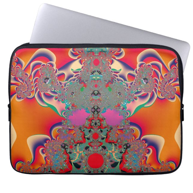 Capa Para Notebook Arte Abstrata Fractal de Meditação Vermelha (Frente)