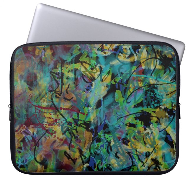 Capa Para Notebook Arte Abstrata Rabiscada Multicolorida (Frente)