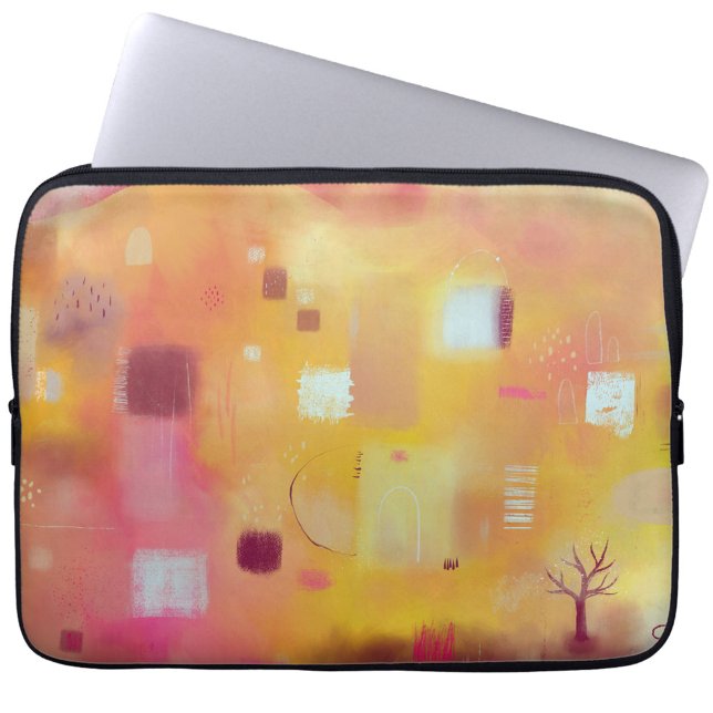 Capa Para Notebook Arte Abstrato Amarelo Moderna (Modern yellow conteporary abstract art laptop sleeve)