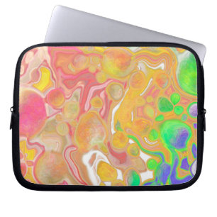 Capa Para Notebook Arte Abstrato de Coral, Azul, Verde, Rosa