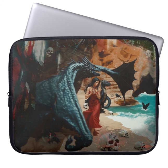 Capa Para Notebook Arte AI Escura Oculta Escura Oculta abstrato Drago (Frente)