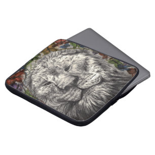 Capa Para Notebook Arte Animal Leão Borboleta Asa Sob as Minhas Asas