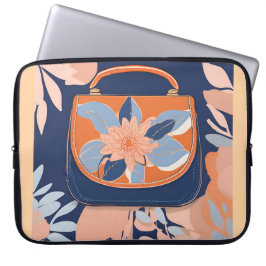 Capa Para Notebook Arte azul-laranja tropical