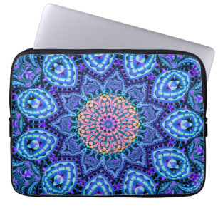 Capa Para Notebook Arte azul ornamentado do caleidoscópio das