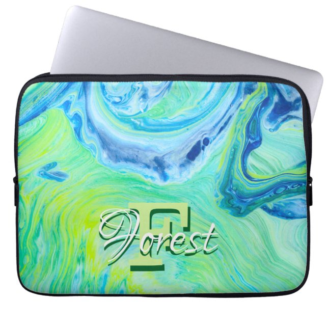 Capa Para Notebook Arte Brilhante de Fluidos Azuis (Frente)