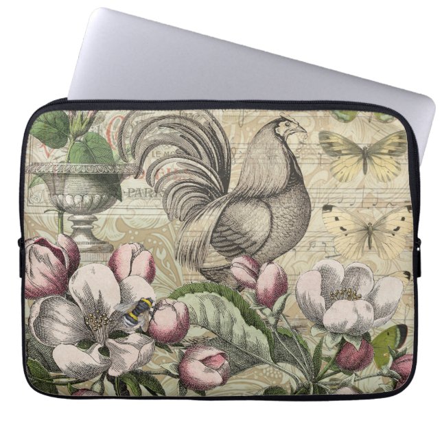 Capa Para Notebook Arte da Flor do Jardim Rooster (Frente)