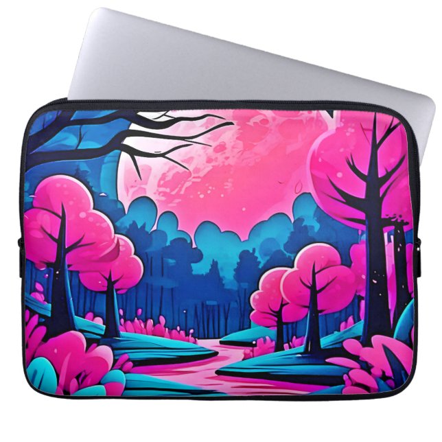 Capa Para Notebook Arte da Floresta Rosa-Ligada (Frente)