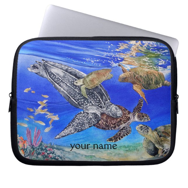 Capa Para Notebook Arte das tartarugas de mar personalizada (Frente)