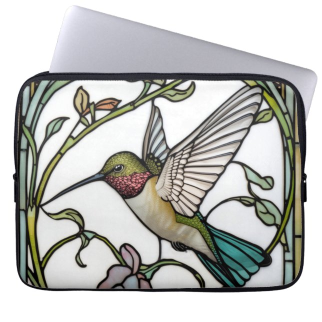Capa Para Notebook Arte de beija-flor elegante botânico boho chic (Frente)