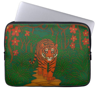 Capa Para Notebook Arte de Cloisonne Tigre no Caminho da Selva