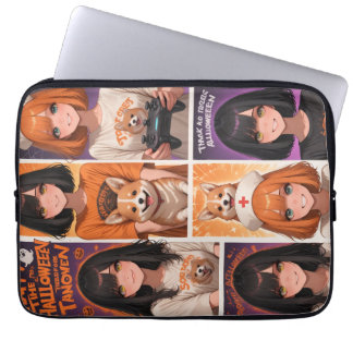 Capa Para Notebook Arte de colagem de anime fofo de Halloween | Garot