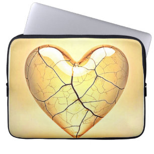 Capa Para Notebook Arte de Coração Rachado Dourado