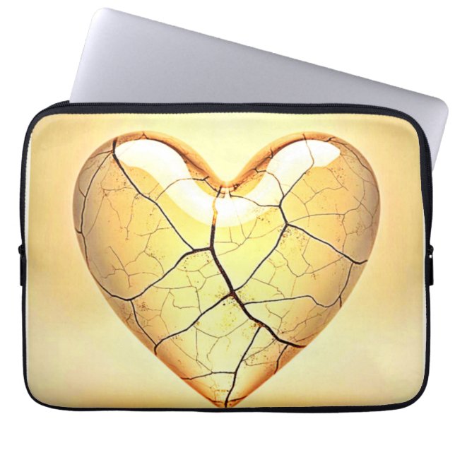 Capa Para Notebook Arte de Coração Rachado Dourado (Frente)