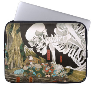Capa Para Notebook Arte de Esqueleto Espetacular Ukiyo-e Vintage Kuni