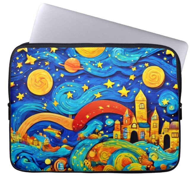 Capa Para Notebook Arte de Estrela Noturna de Desenho Animado (Frente)