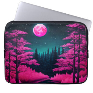 Capa Para Notebook Arte de Fantasia Florestal Neon Iluminada pela Lua