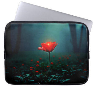 Capa Para Notebook Arte de Flor Vermelha Única e Radiante