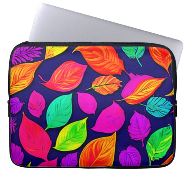 Capa Para Notebook Arte de folhas de outono coloridas (Frente)