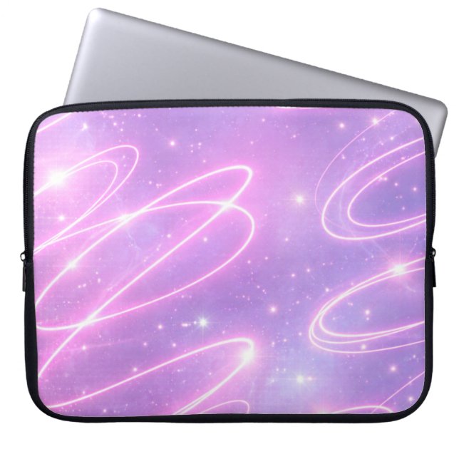 Capa Para Notebook Arte de IA rabiscos neon rosa elétrico (Frente)