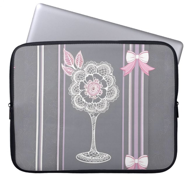 Capa Para Notebook Arte de IA rosa e cinza (Frente)