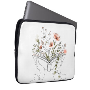Capa Para Notebook Arte de Linha Botânica do Livro Blooms
