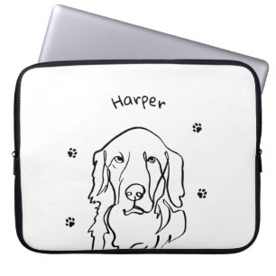 Capa Para Notebook Arte de Linha de Retriever de Ouros Personalizável