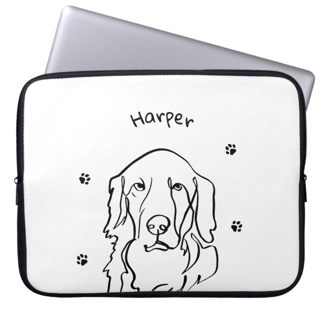 Capa Para Notebook Arte de Linha de Retriever de Ouros Personalizável (Frente)
