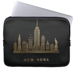 Capa Para Notebook Arte de Linha Dourada do Skyline Nova Iorque
