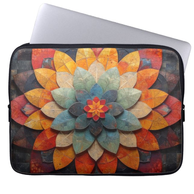 Capa Para Notebook Arte de Mandala Flor Texturizada (Frente)