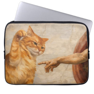 Capa Para Notebook Arte de Meme de Gato Engraçado Criação de Adão com