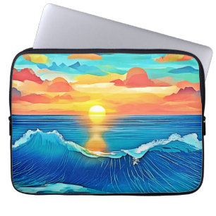 Capa Para Notebook Arte de Ondas Sunset Ocean