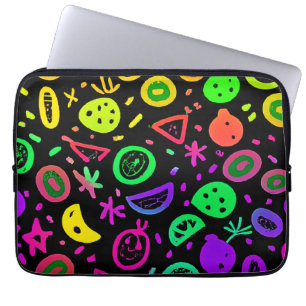 Capa Para Notebook Arte de Padrão de Neon Fruta Vibrante