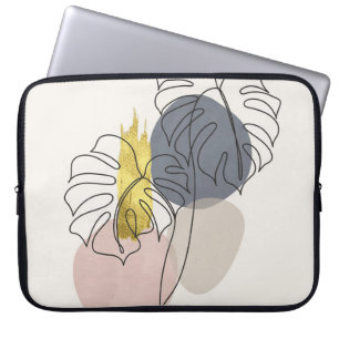 Capa Para Notebook Arte de parede botânica. dr da linha de folhagem d