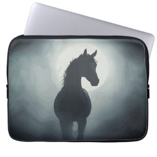 Capa Para Notebook Arte de Parede Silhueta de Cavalo Místico Noturno