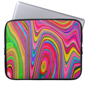 Capa Para Notebook Arte de pincel amarela, vermelha e azul-Abstrato