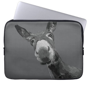 Capa Para Notebook Arte de retrato em tons de cinza de burro engraçad