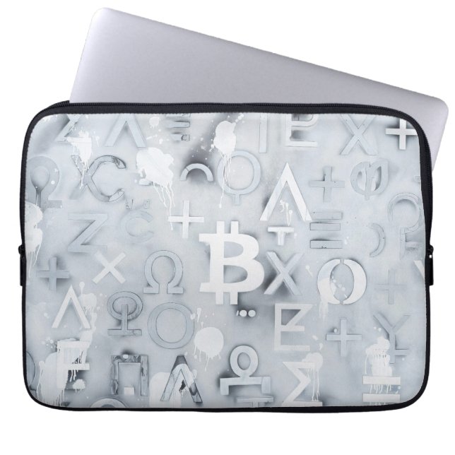 Capa Para Notebook Arte de Rua Bitcoin (Pintura Branca Nº 7) (Frente)