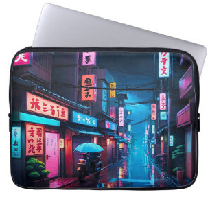 Capa Para Notebook Arte de Rua de Tóquio à Noite LoFi