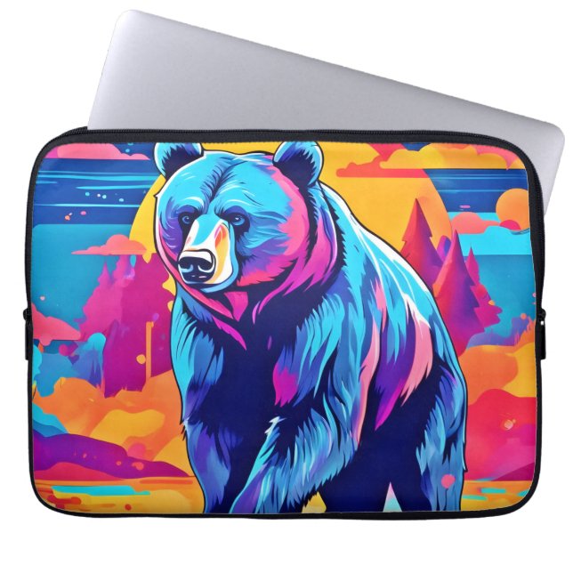 Capa Para Notebook Arte de Urso Vibrante (Frente)