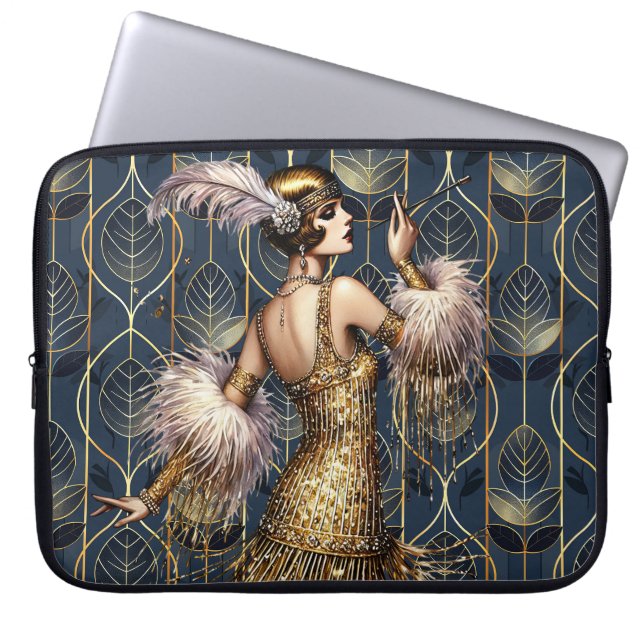Capa Para Notebook Arte Deco Flapper Vintage (Frente)