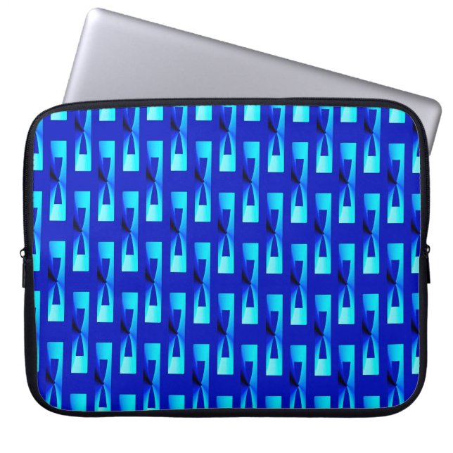 Capa Para Notebook Arte Deco Geométrico Metálico - Azul Cobalto (Frente)