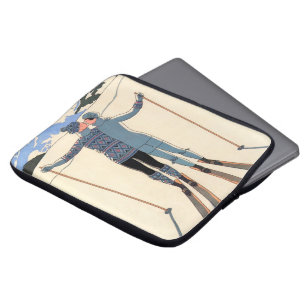 Capa Para Notebook Arte Deco Vintage, Amantes na Neve por George Barb
