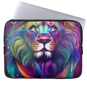 Capa Para Notebook Arte Digital Moderna Multicor Leão Majestoso