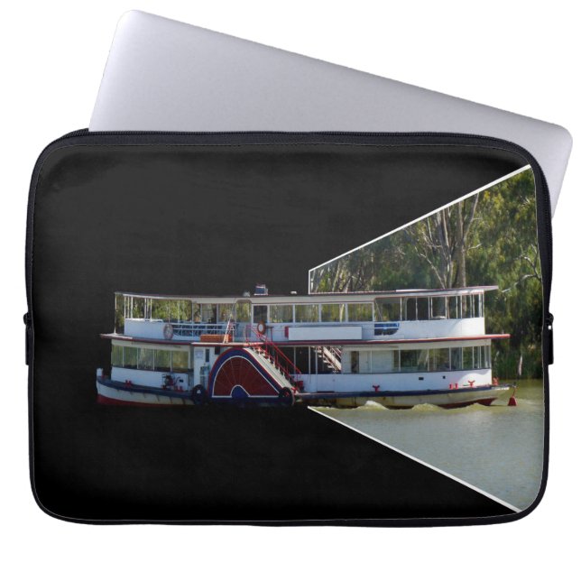 Capa Para Notebook Arte Dimensional de Barco a Vapor de Roda, (Frente)
