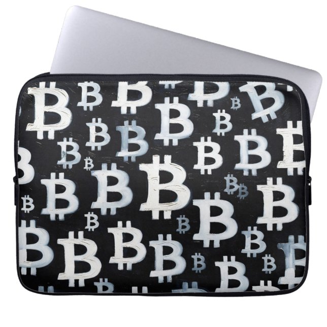 Capa Para Notebook Arte do Bitcoin (BW #1) pintura a óleo (Frente)