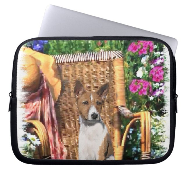 Capa Para Notebook Arte do Jardim de Verão de Basenji (Frente)
