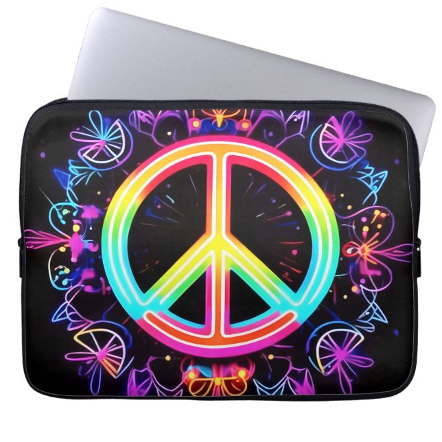 Capa Para Notebook Arte do Símbolo da Paz Arco-íris (Frente)