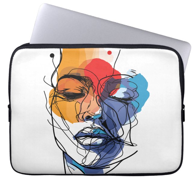Capa Para Notebook Arte Facial de Linha Fluida Abstrata (Frente)